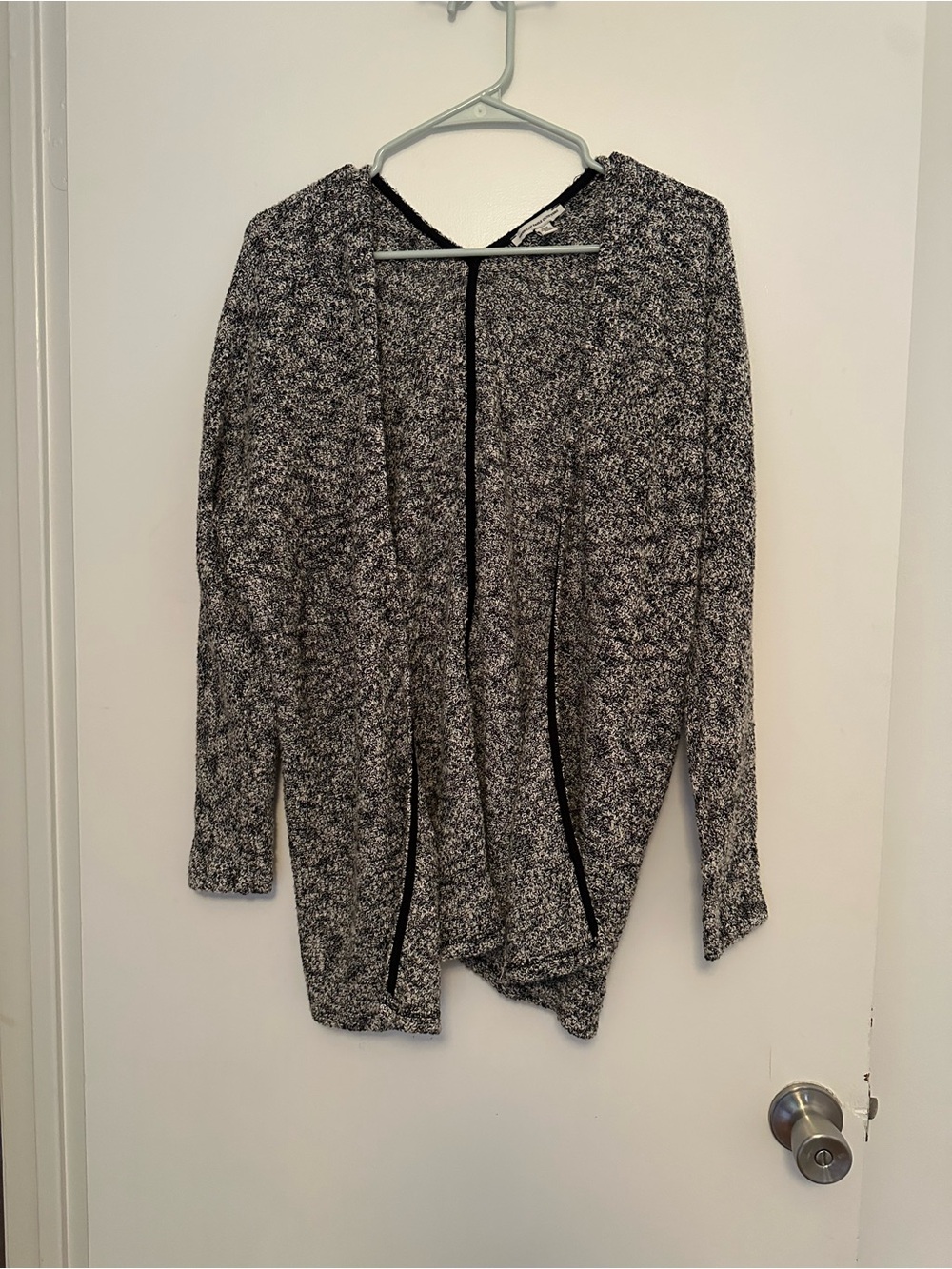 American Eagle Outfitters Marled Black and White Open-Front Cardigan
